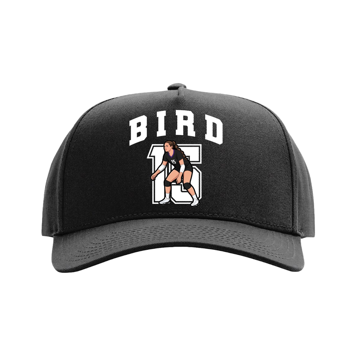 Full Fabric Five-Panel Champ Cap — Number in Black