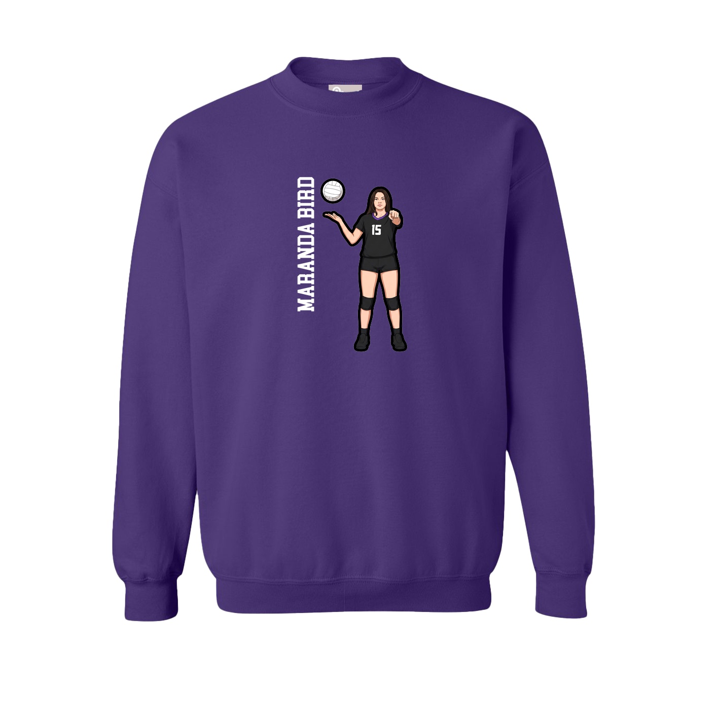 Fleece Crew — Name Vertical in Purple