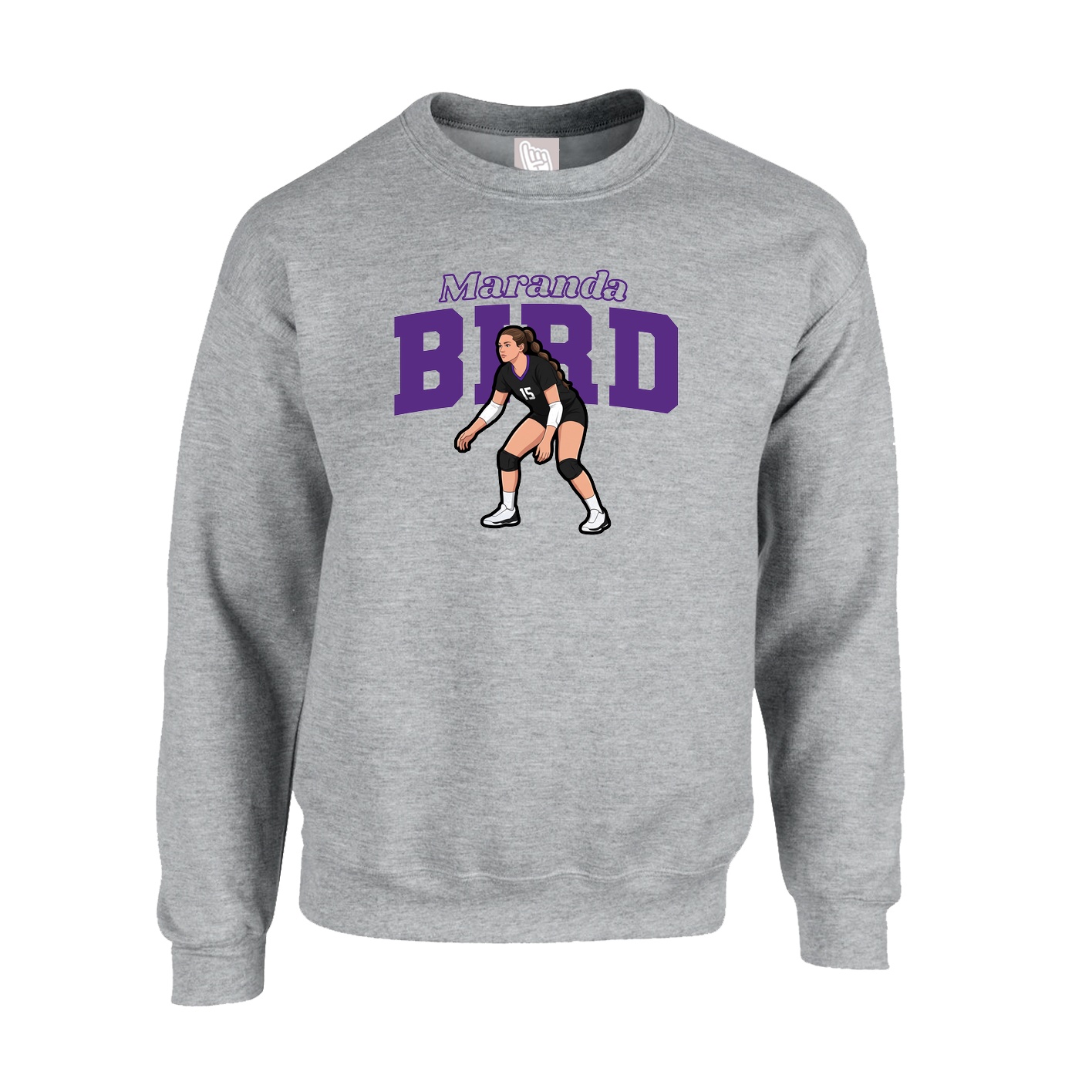 Fleece Crew — Name Arch in Grey