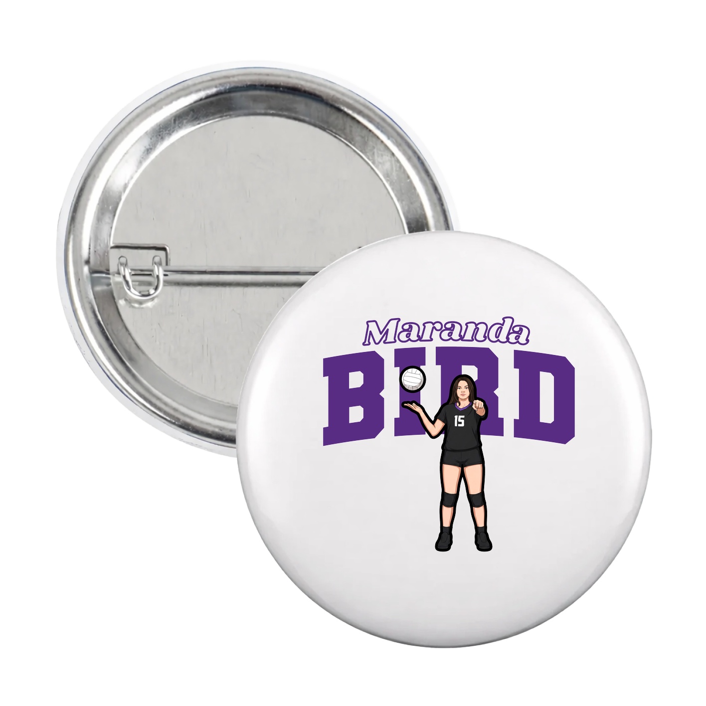 Game Day Button — Name Arch in White