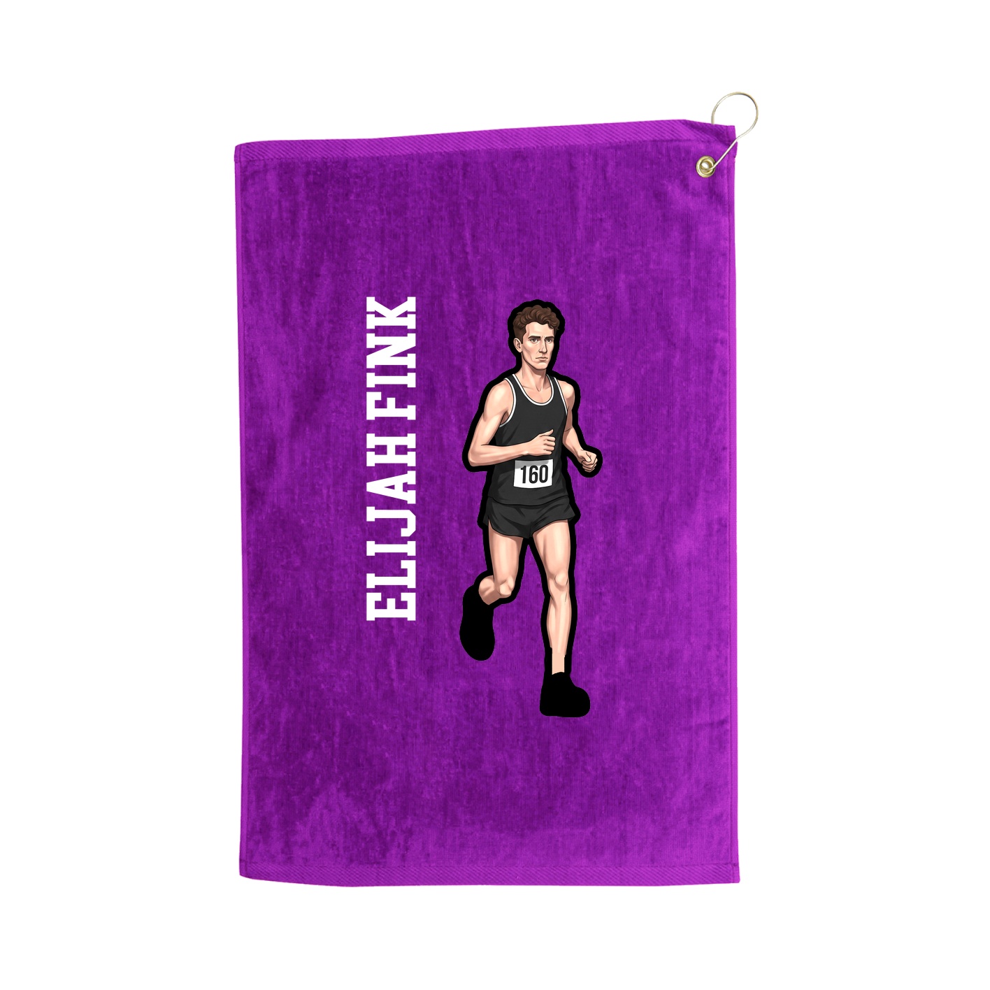 Golf Towel — Name Vertical in Purple