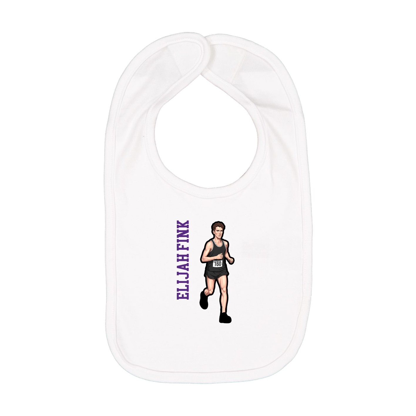 Infant Bib — Name Vertical in White