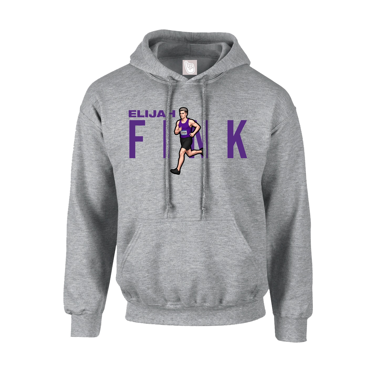 Youth Hoodie — Player Name in Grey