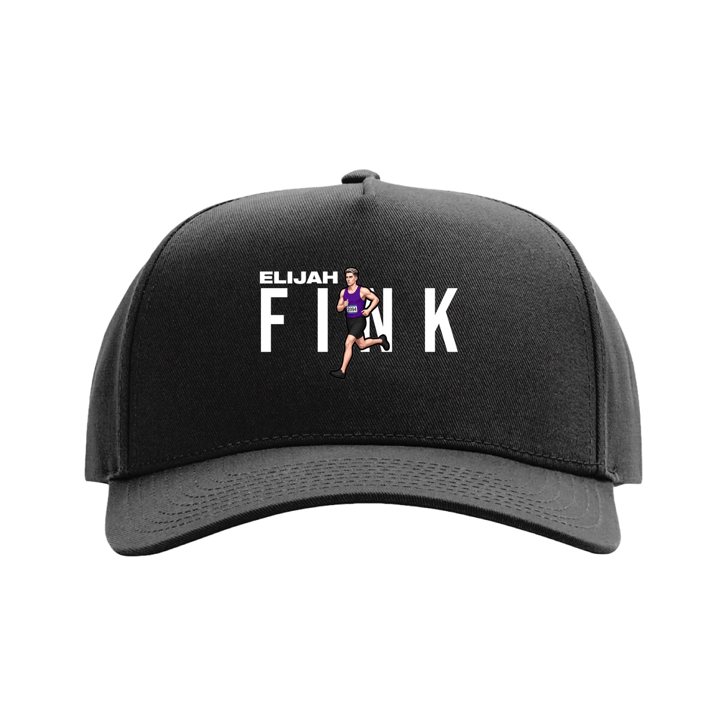 Full Fabric Five-Panel Champ Cap — Player Name in Black