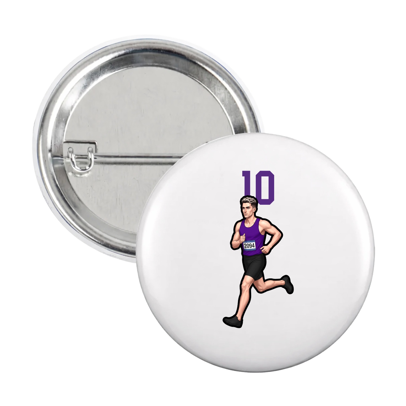 Game Day Button — Number Top in White