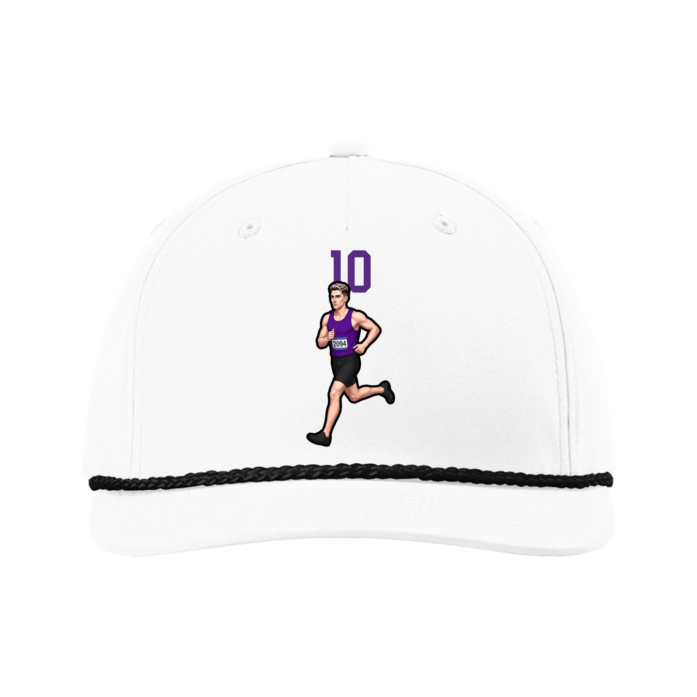 Five-Panel Classic Rope Cap — Number Top in White