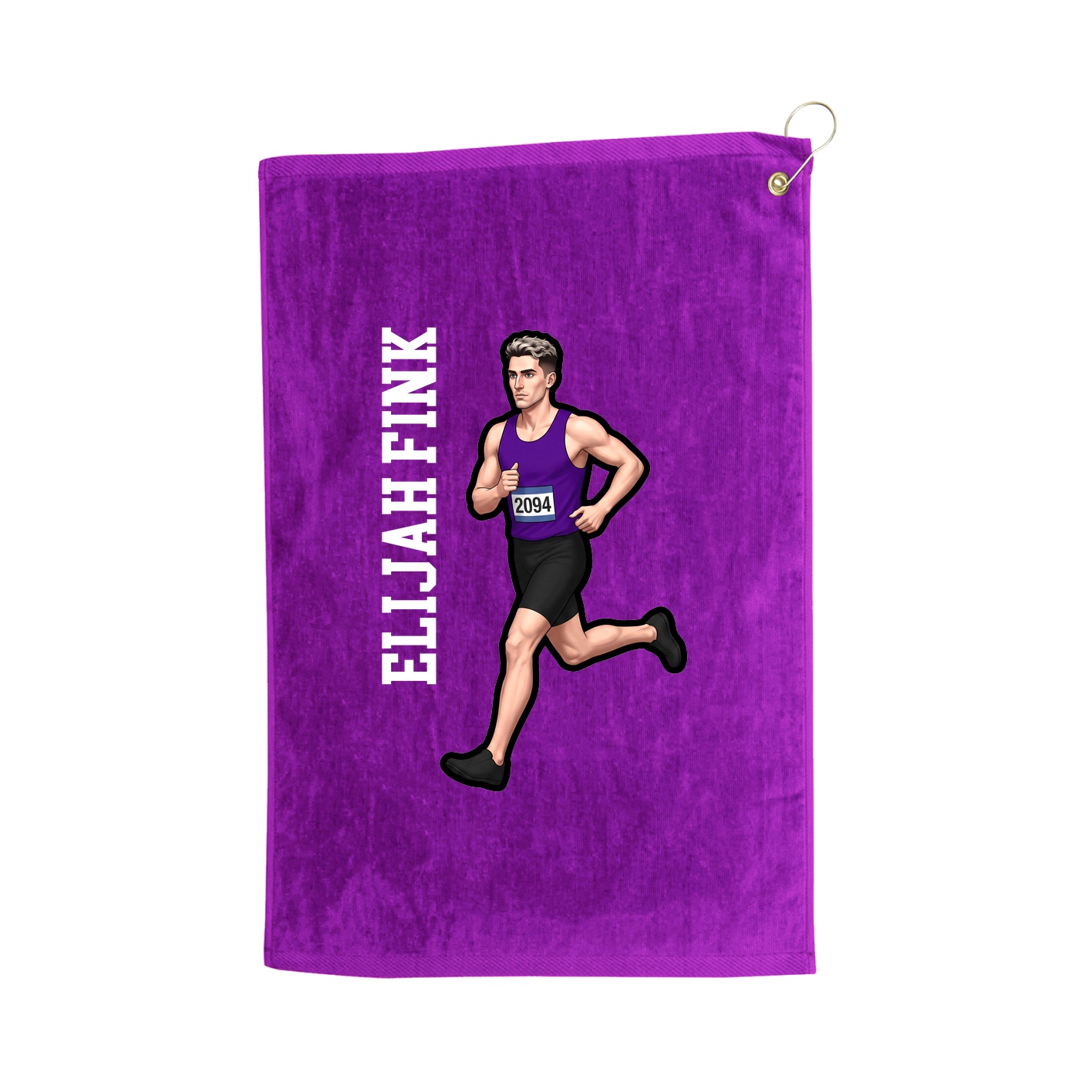 Golf Towel — Name Vertical in Purple