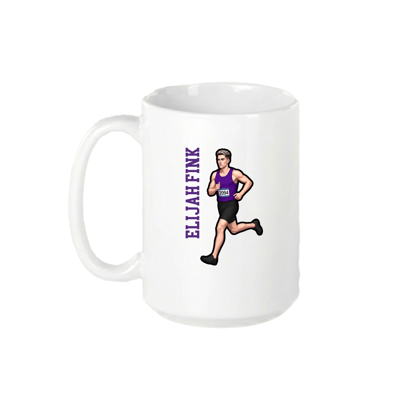 15oz Coffee Mug — Name Vertical in White