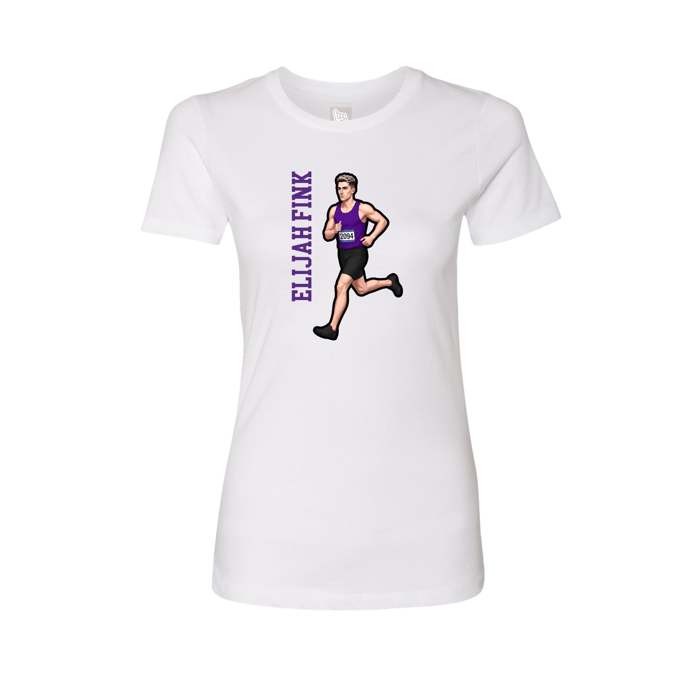 Womens Tee — Name Vertical in White