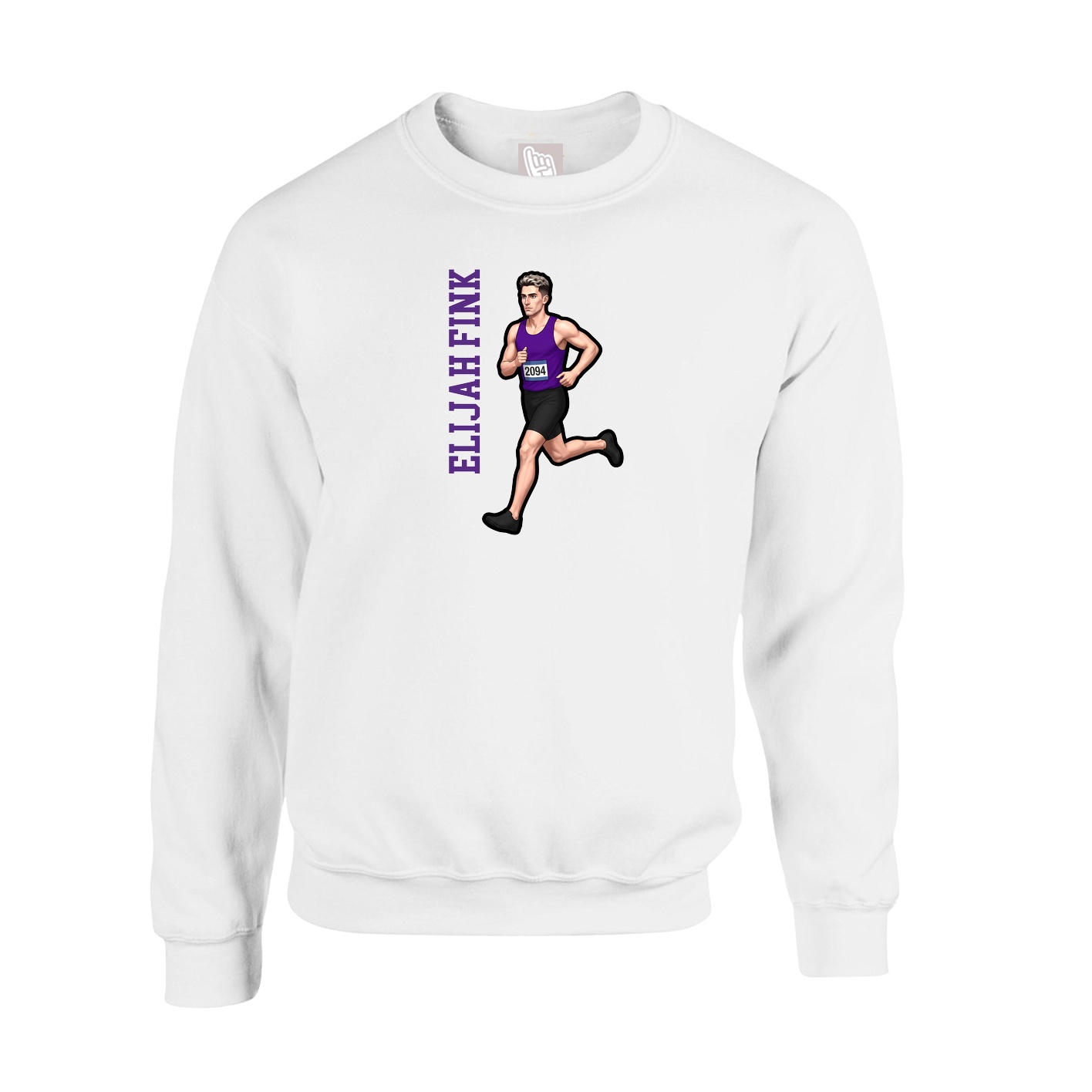 Fleece Crew — Name Vertical in White