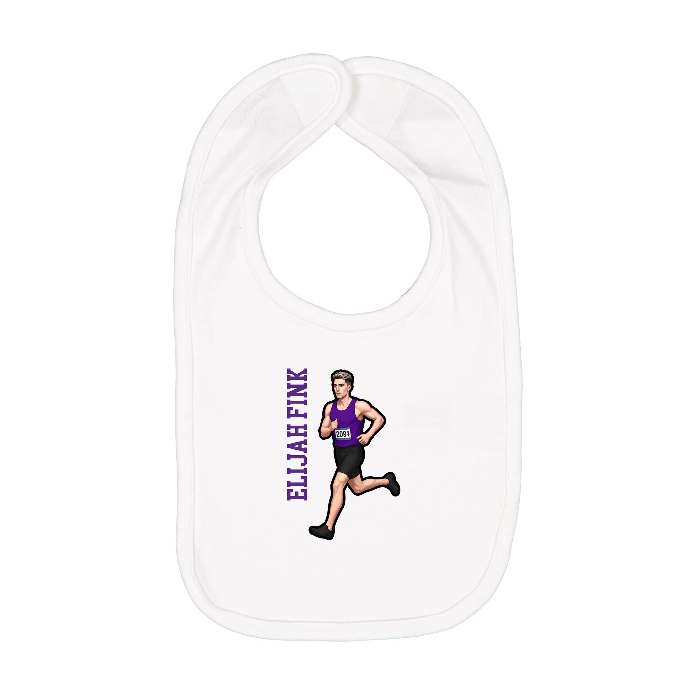 Infant Bib — Name Vertical in White
