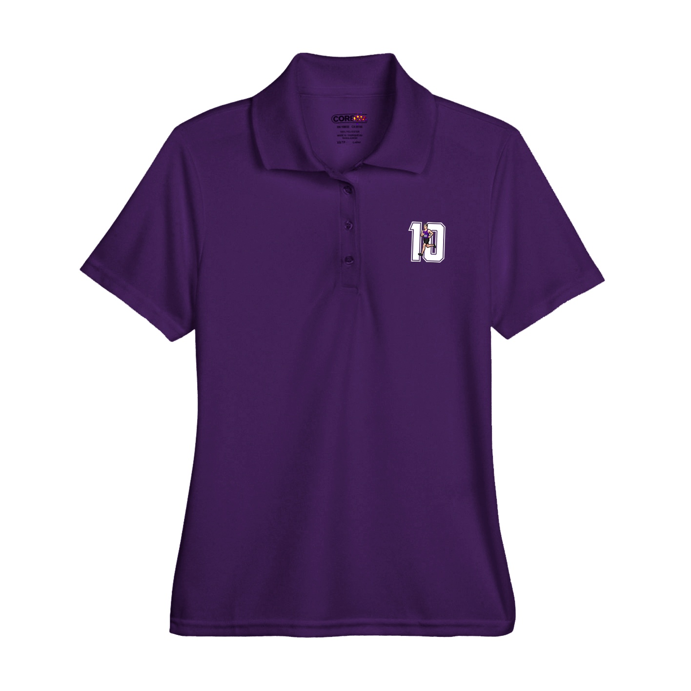 Womens Performance Polo — Number in Purple