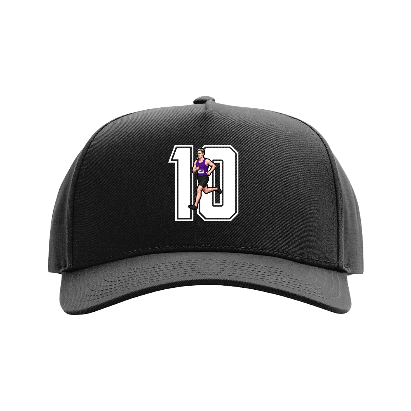 Full Fabric Five-Panel Champ Cap — Number in Black