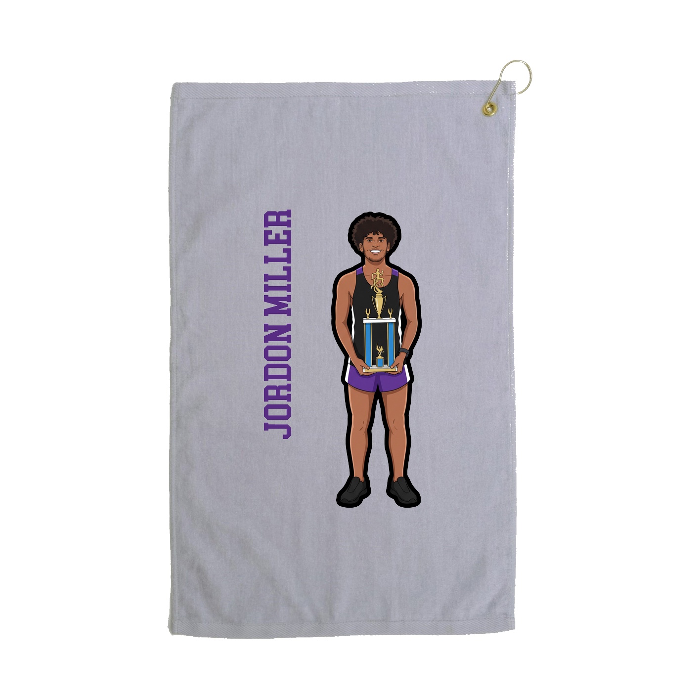 Golf Towel — Name Vertical in Grey