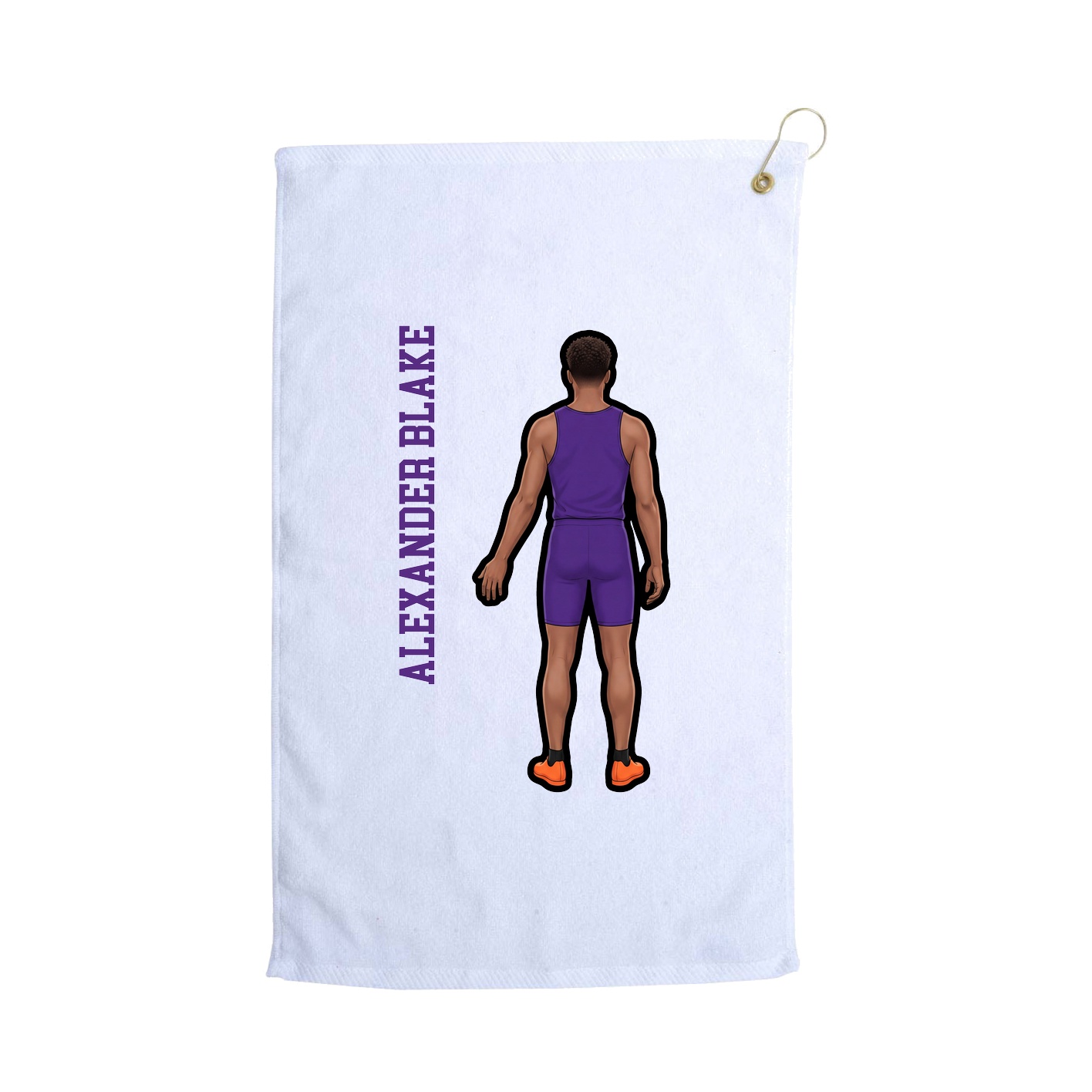 Golf Towel — Name Vertical in White