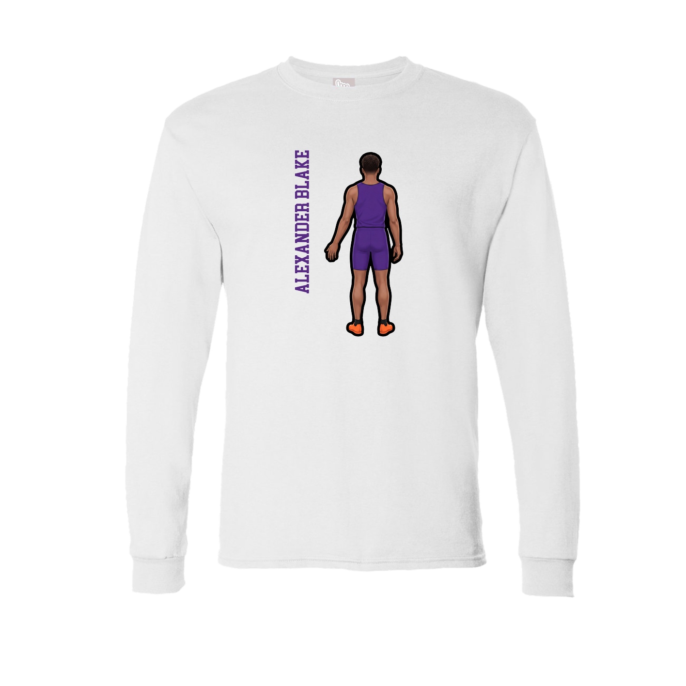 Long Sleeve Tee — Name Vertical in White