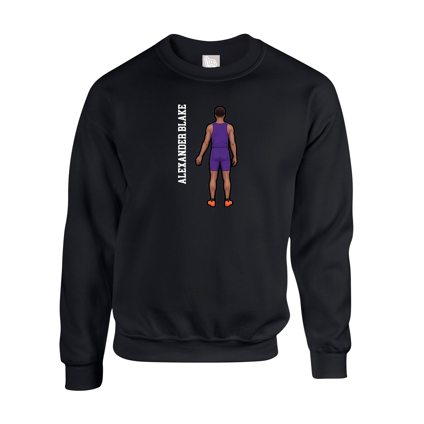 Fleece Crew — Name Vertical in Black