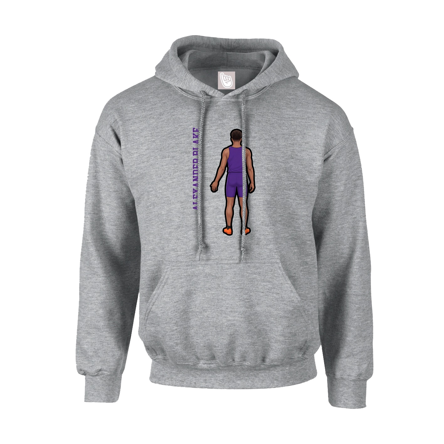 Youth Hoodie — Name Vertical in Grey
