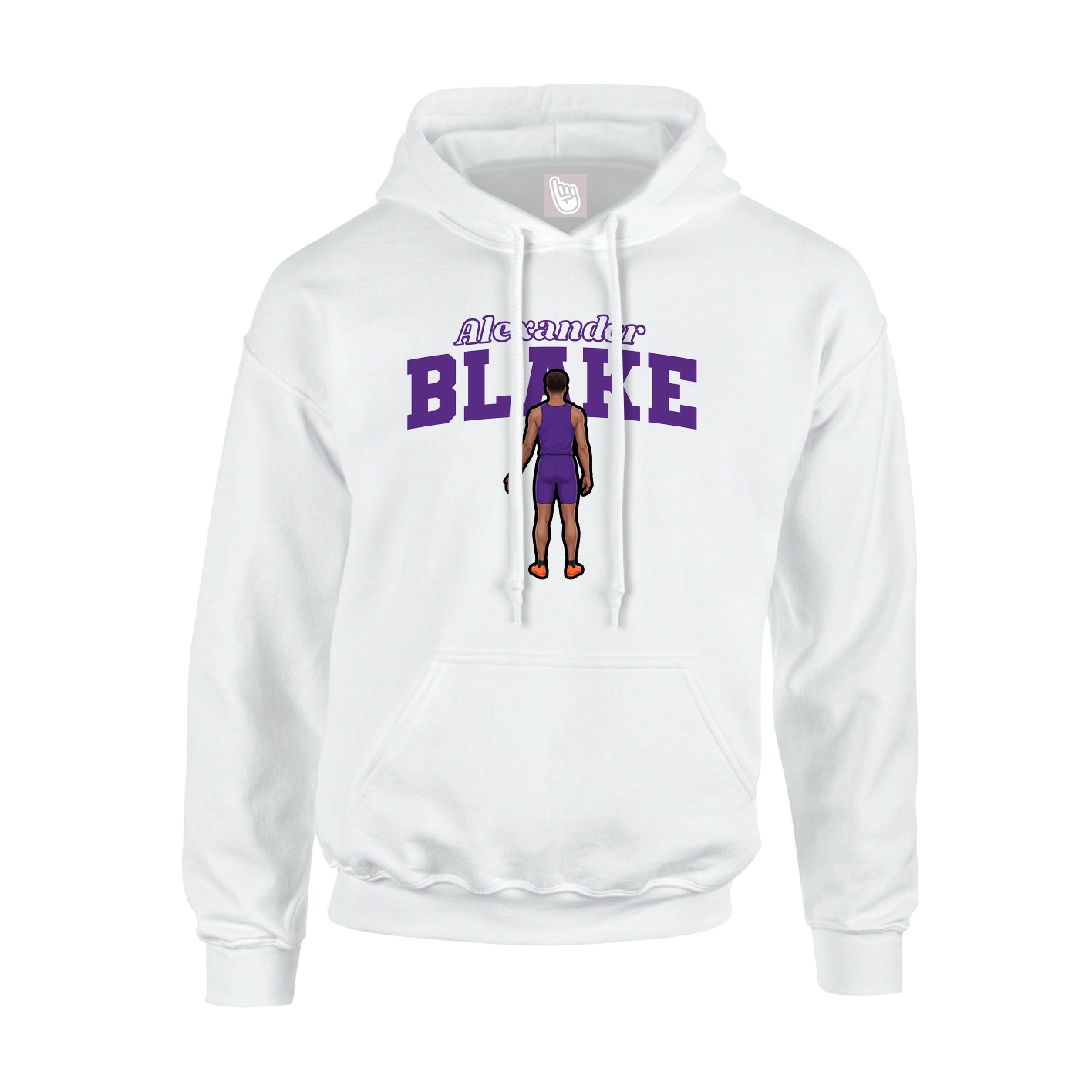 Youth Hoodie — Name Arch in White