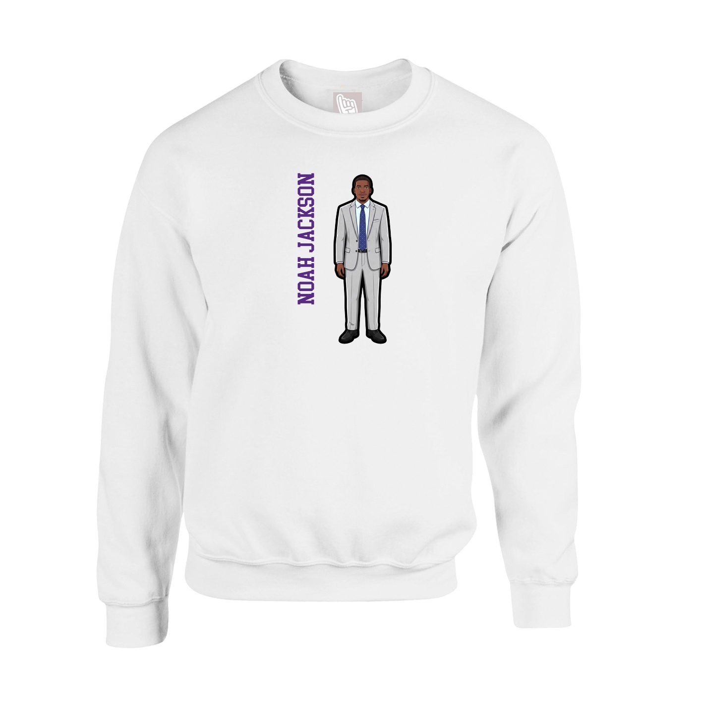 Fleece Crew — Name Vertical in White