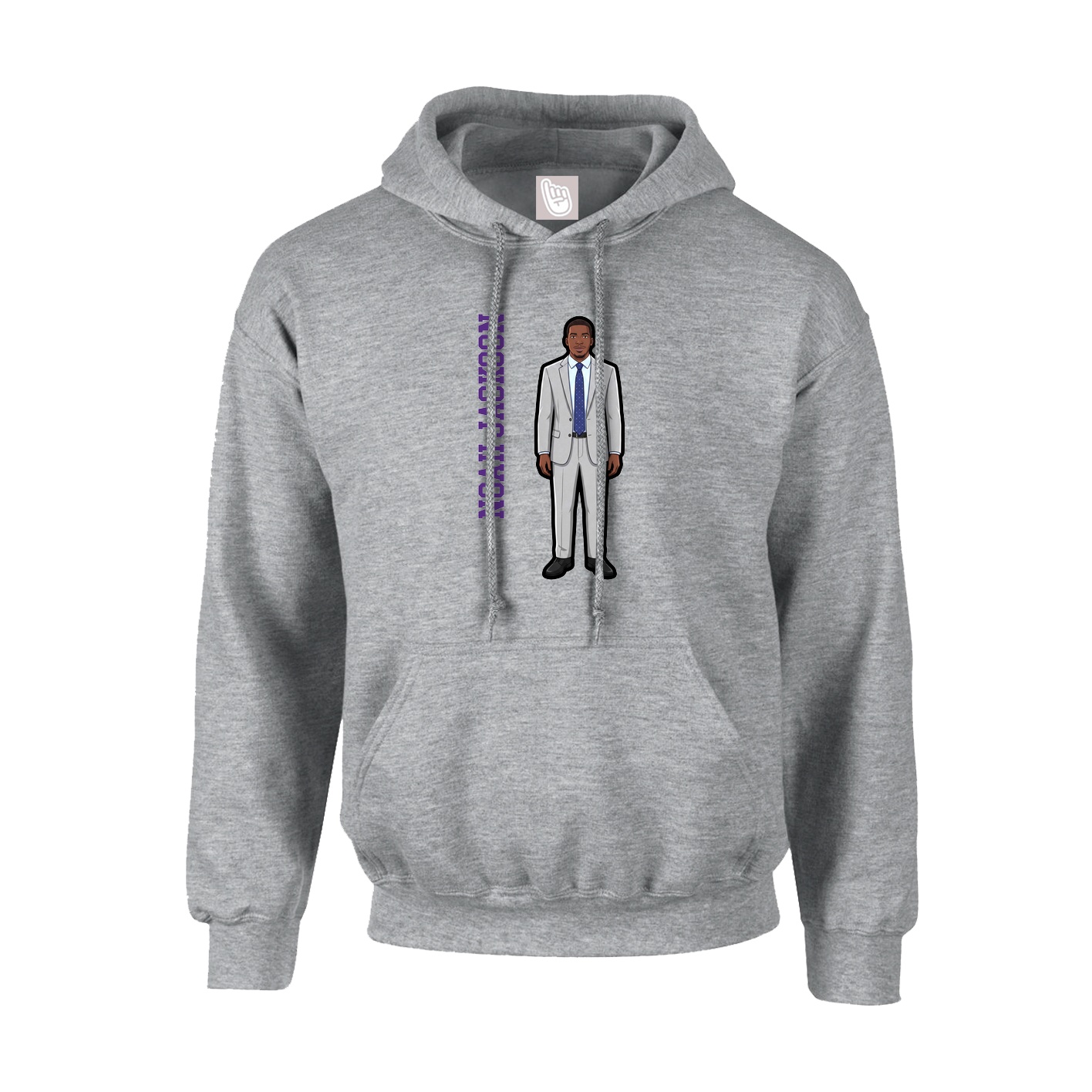 Youth Hoodie — Name Vertical in Grey