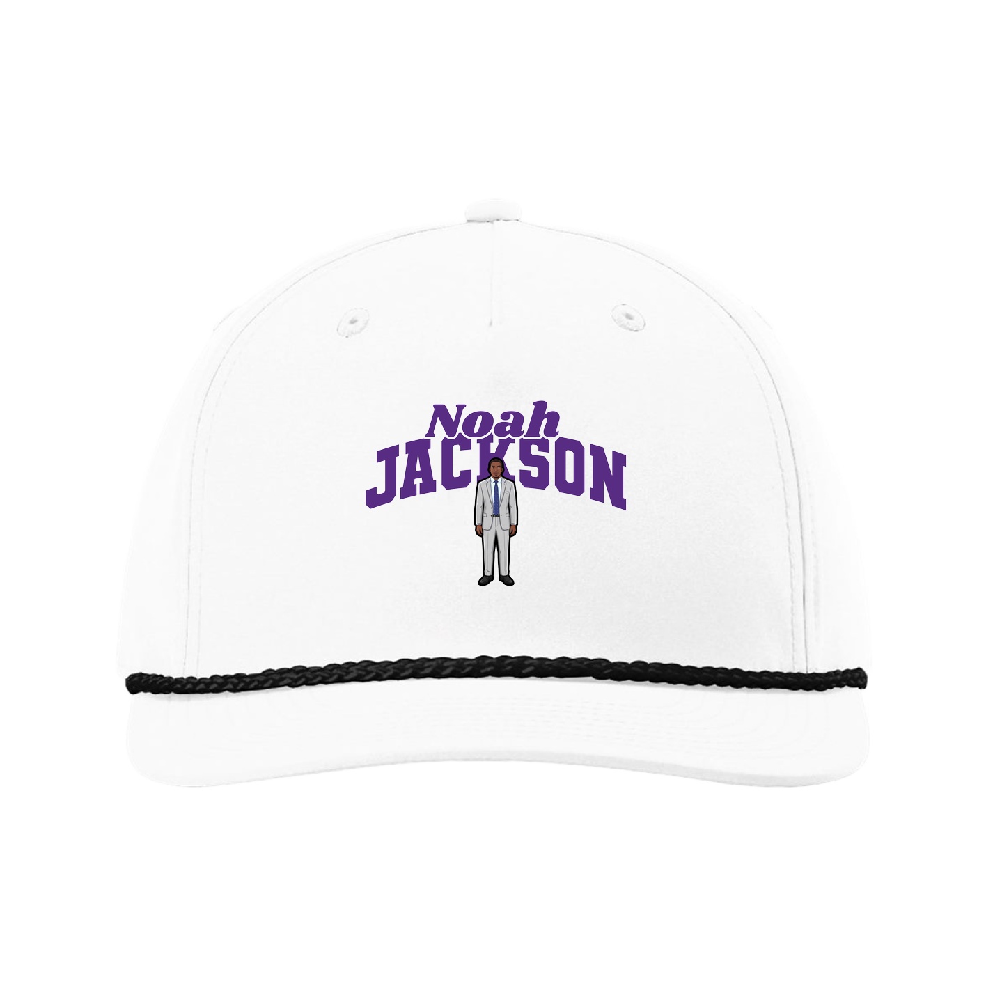 Five-Panel Classic Rope Cap — Signature Arch in White