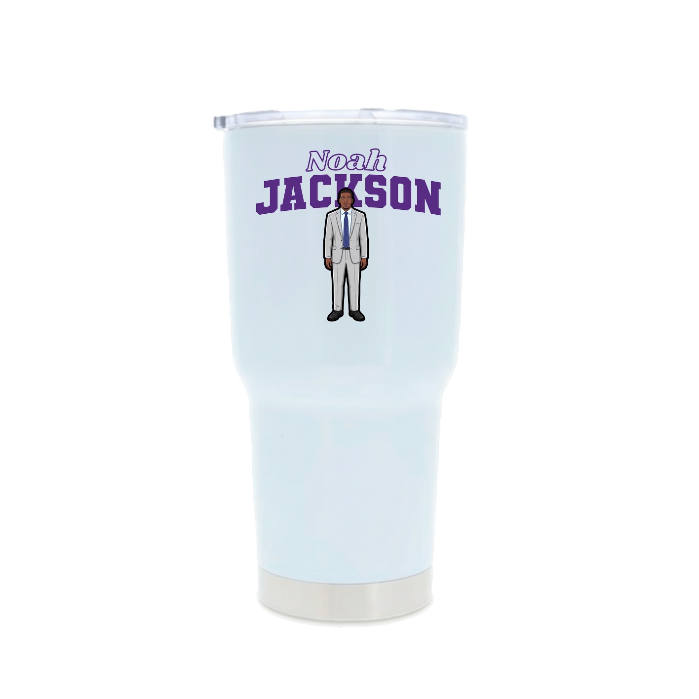 30oz Stainless Steel Tumbler — Name Arch in White