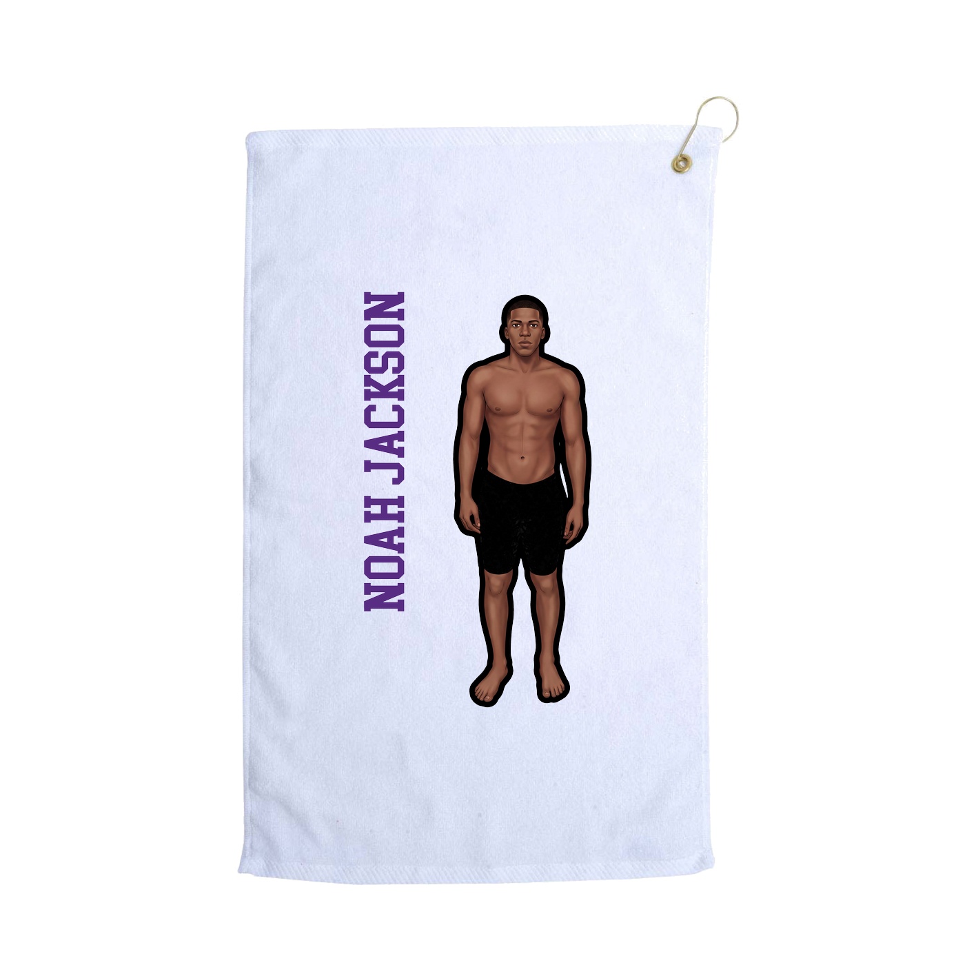 Golf Towel — Name Vertical in White