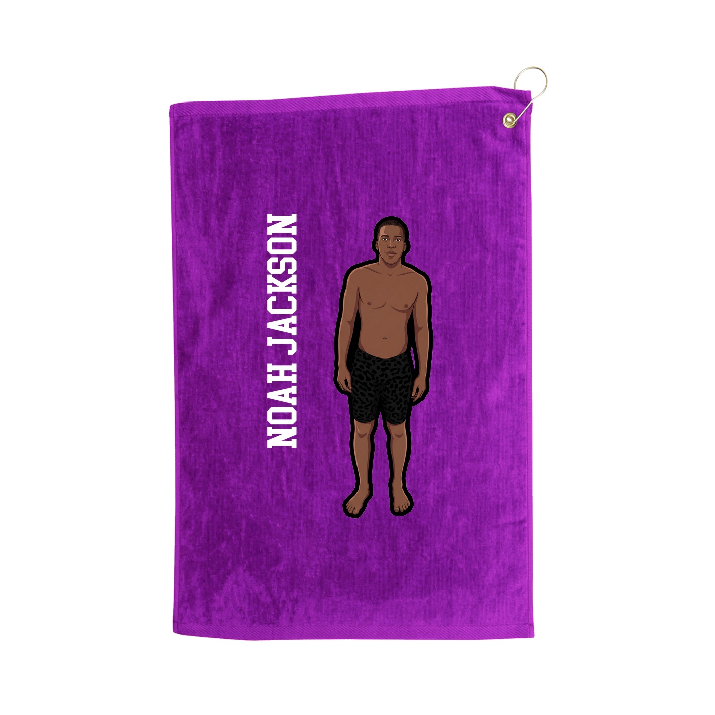 Golf Towel — Name Vertical in Purple