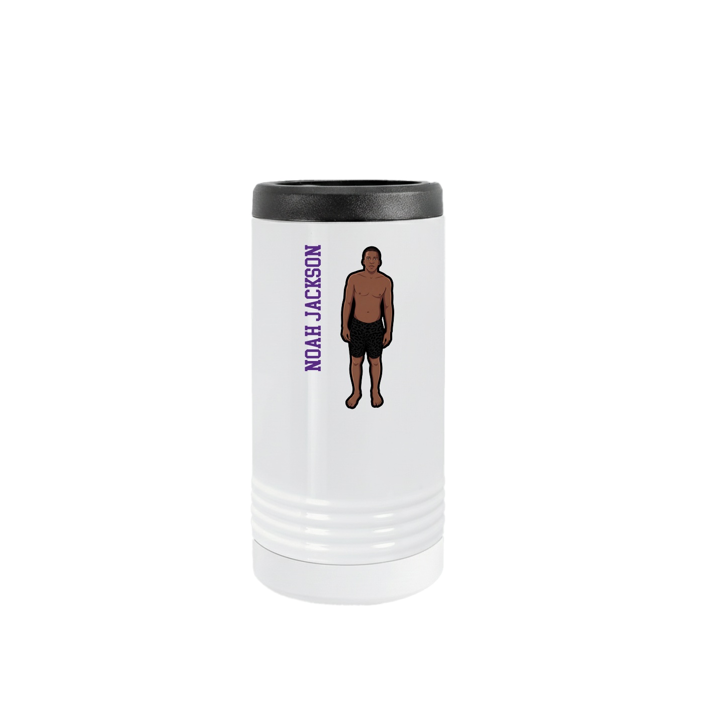 Slim Beverage Holder — Name Vertical in White