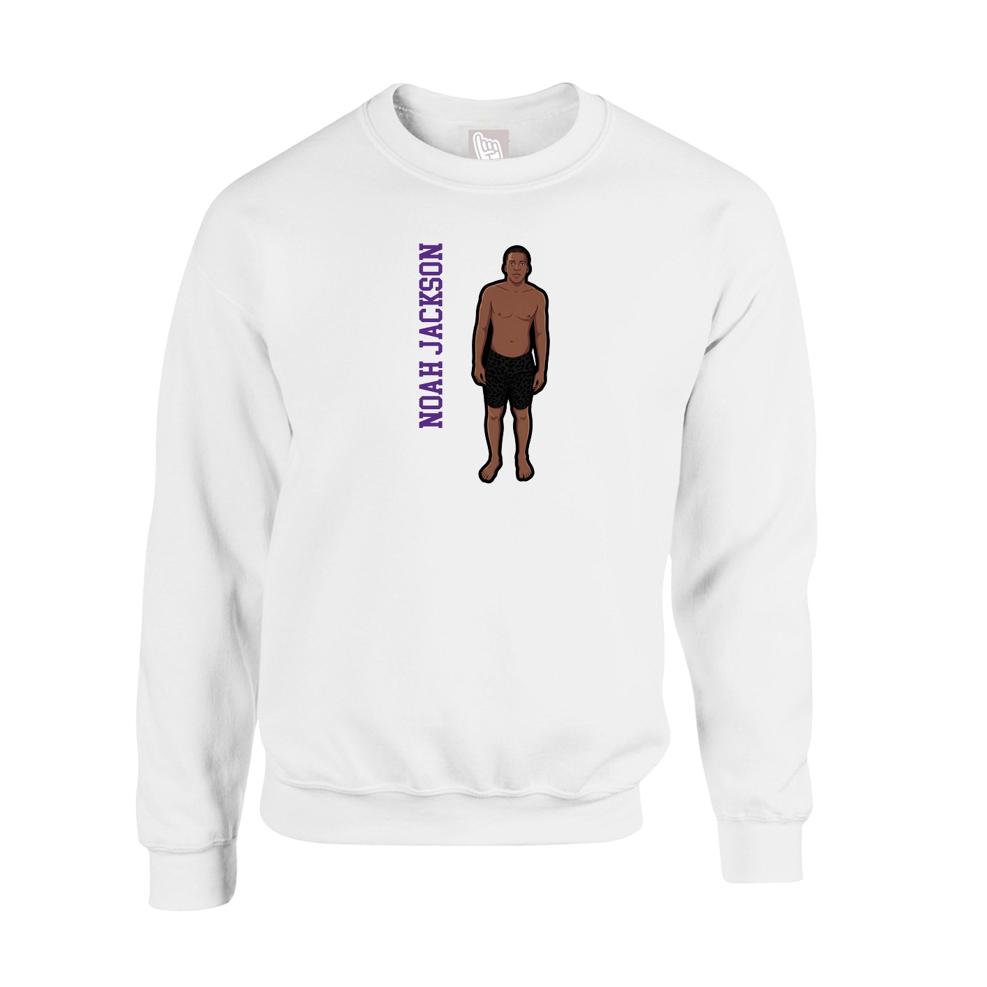 Fleece Crew — Name Vertical in White