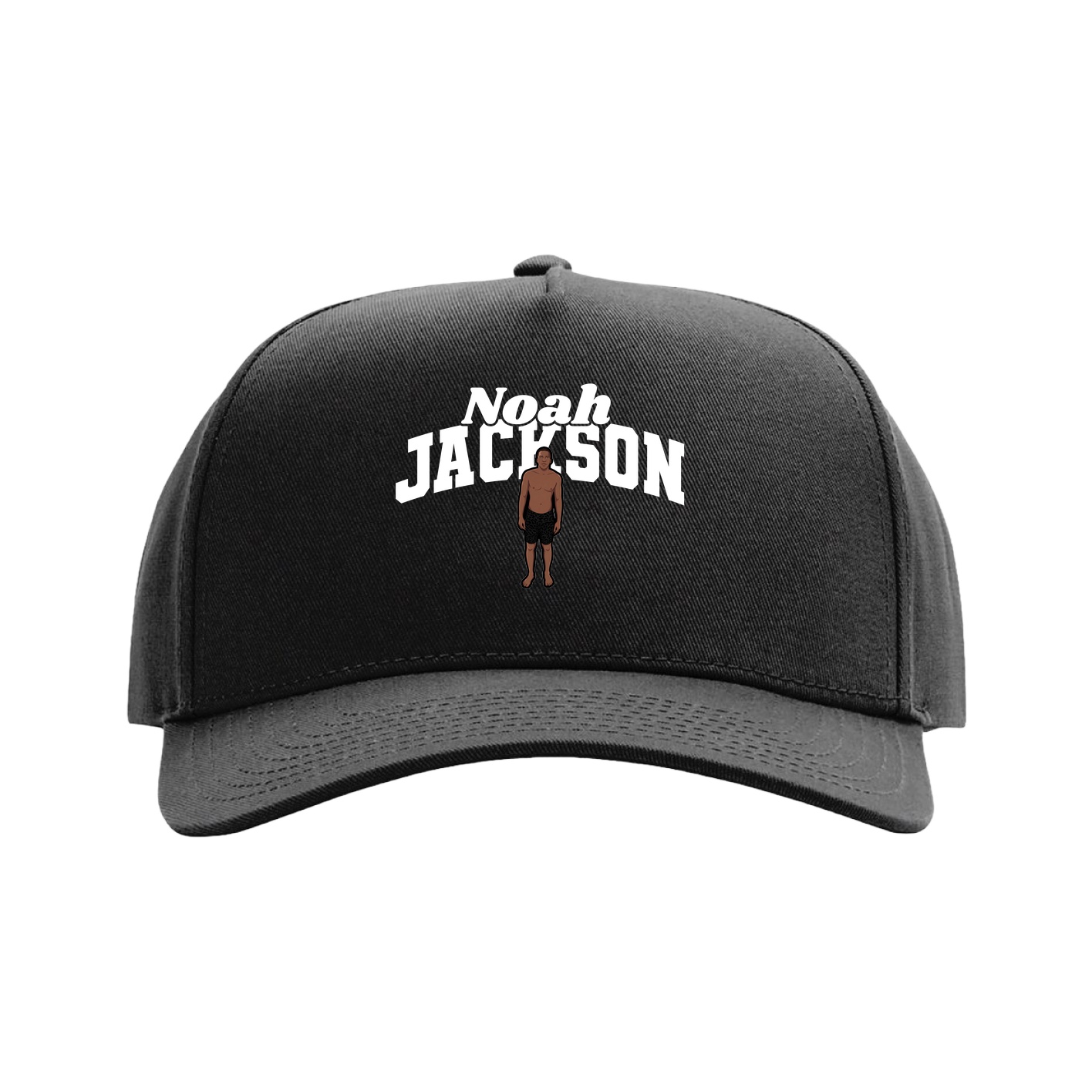 Full Fabric Five-Panel Champ Cap — Signature Arch in Black