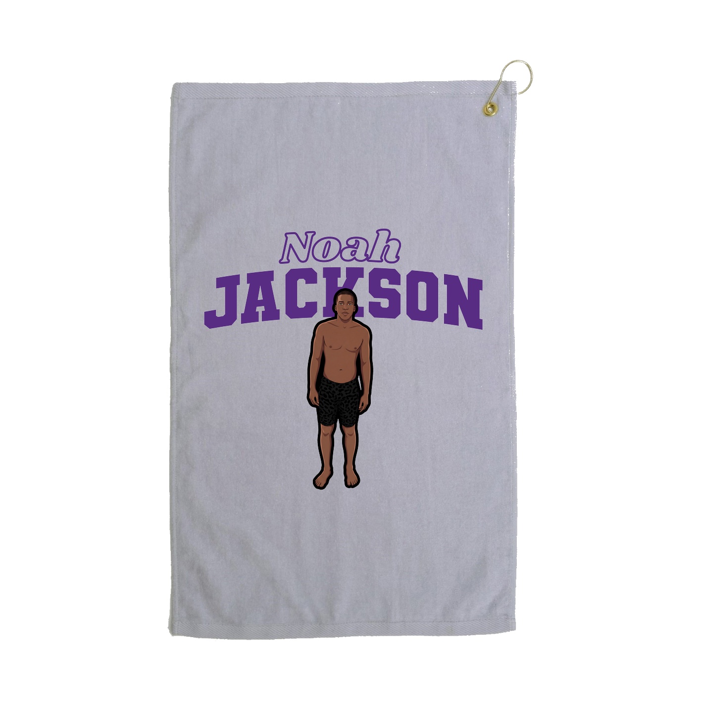 Golf Towel — Name Arch in Grey