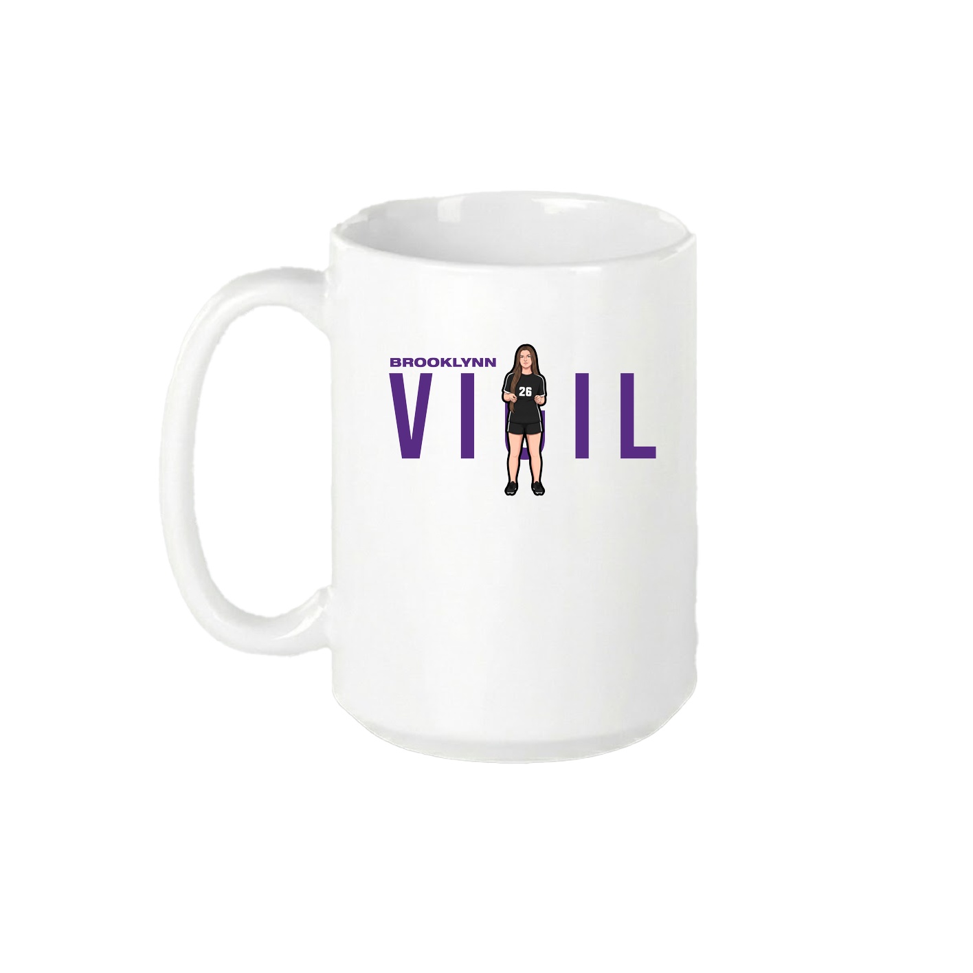 15oz Coffee Mug — Player Name in White