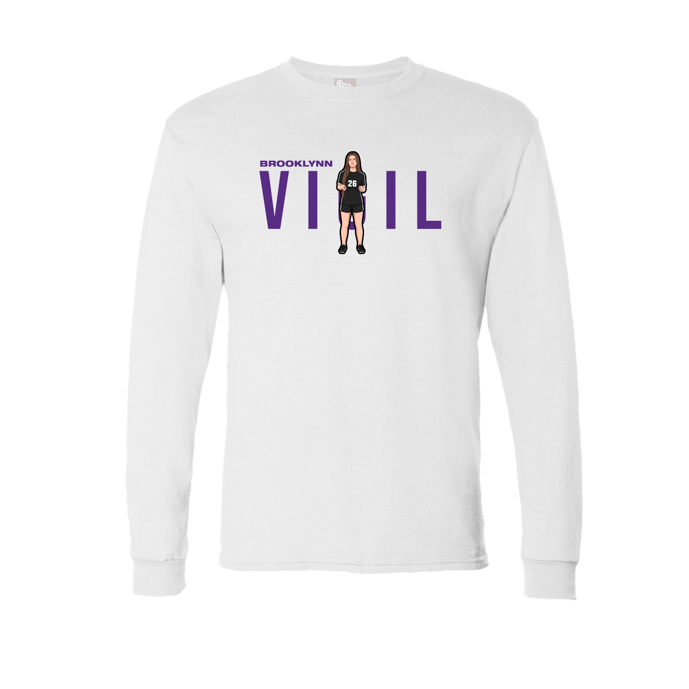Long Sleeve Tee — Player Name in White