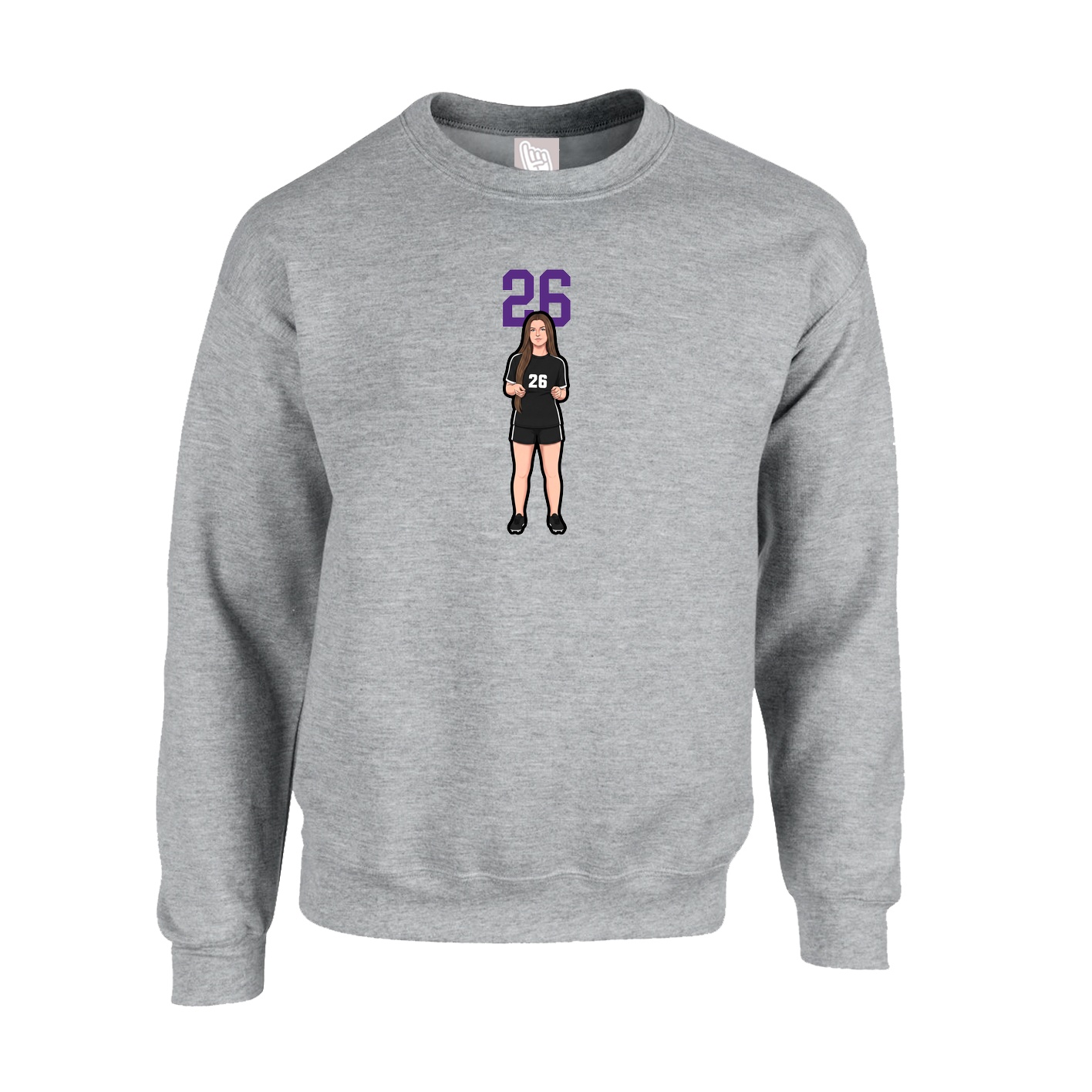 Fleece Crew — Number Top in Grey