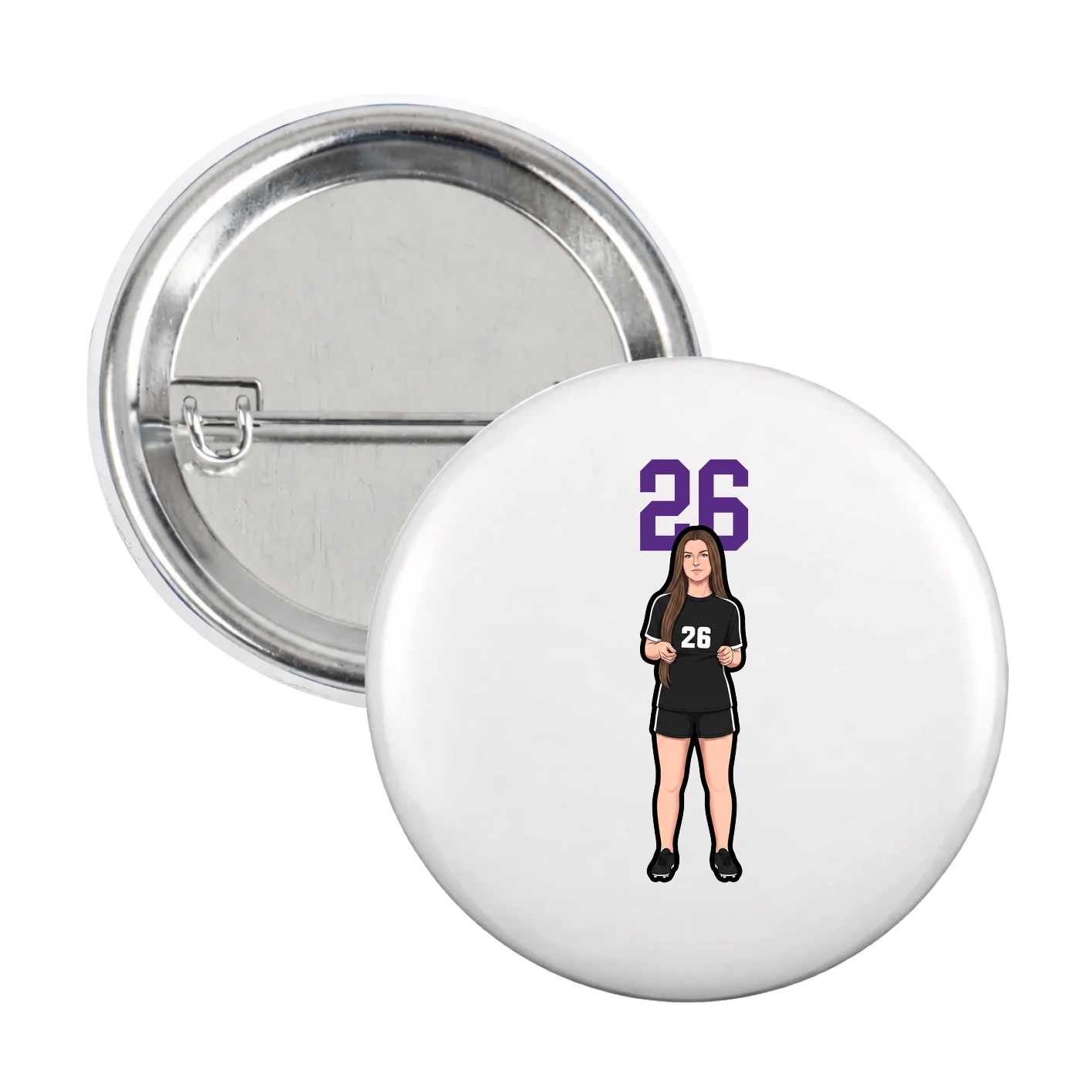 Game Day Button — Number Top in White