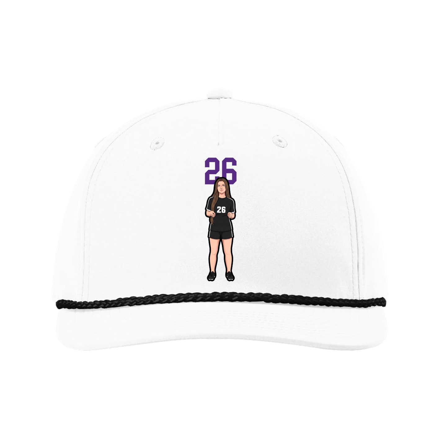 Five-Panel Classic Rope Cap — Number Top in White