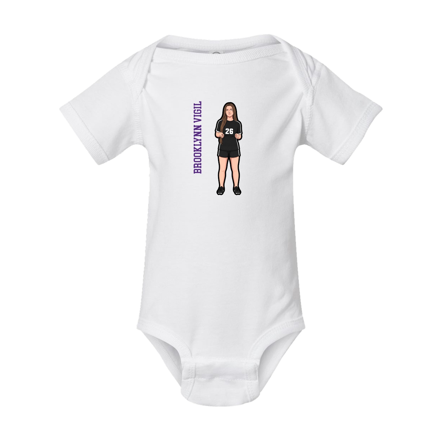 Baby Onesie — Name Vertical in White