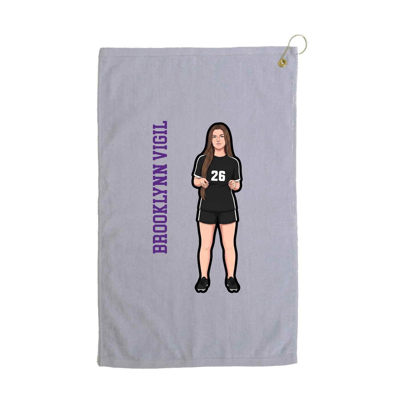 Golf Towel — Name Vertical in Grey