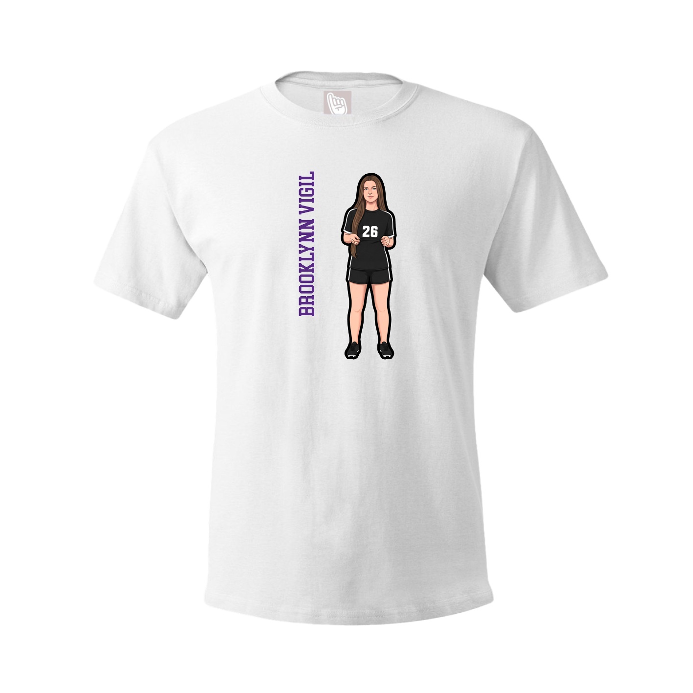 Youth Tee — Name Vertical in White