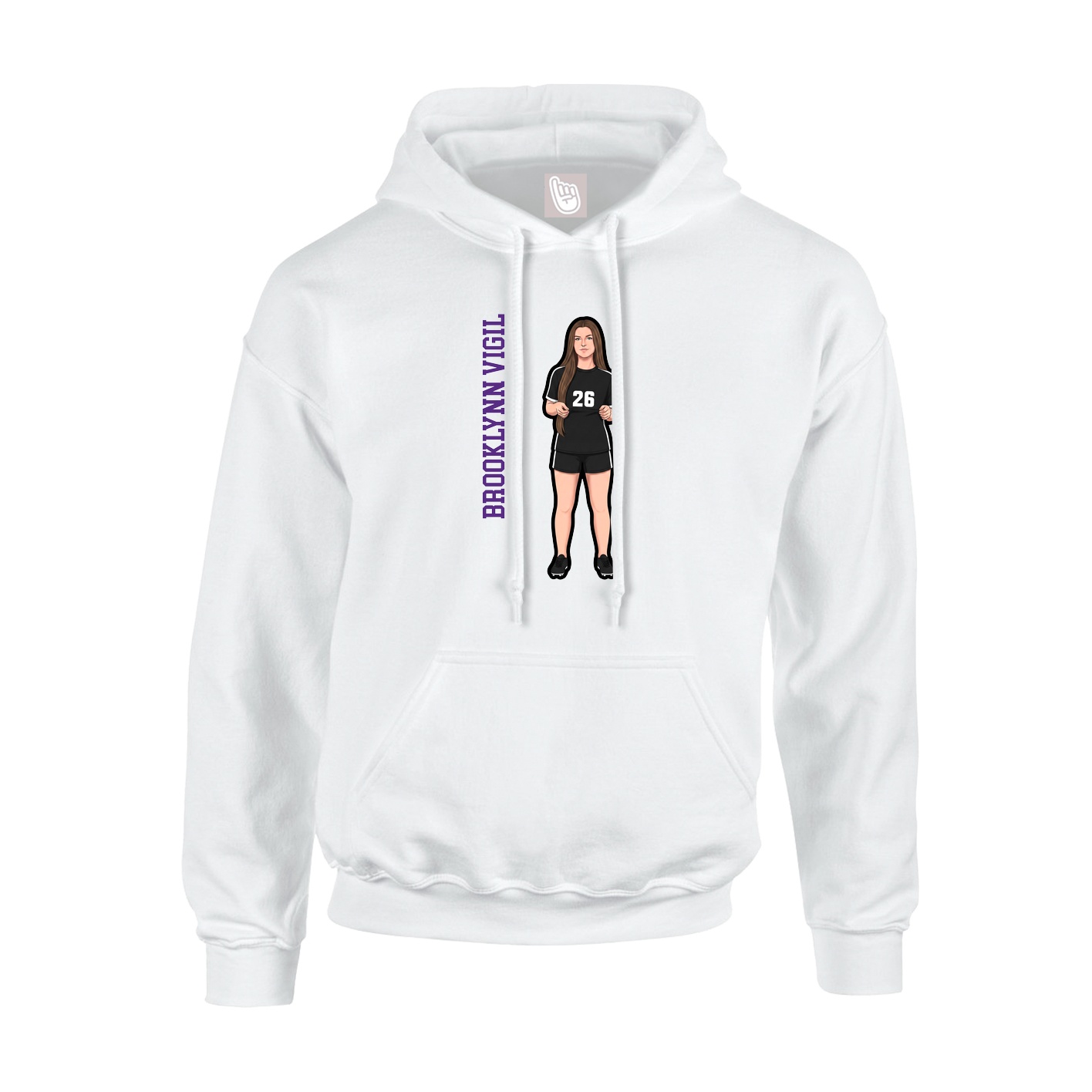 Youth Hoodie — Name Vertical in White