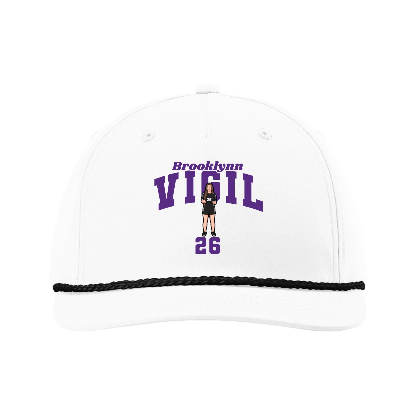 Five-Panel Classic Rope Cap — Signature Arch in White