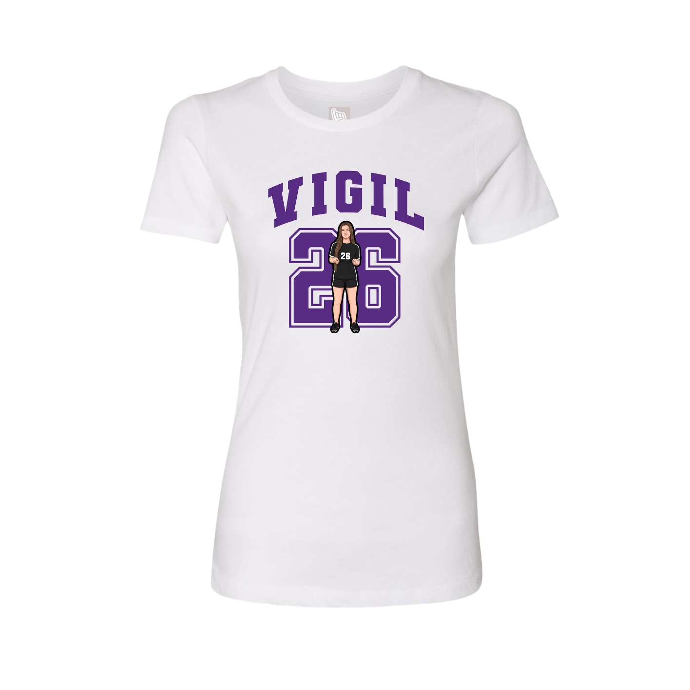 Fitted Women's Tee — Number in White