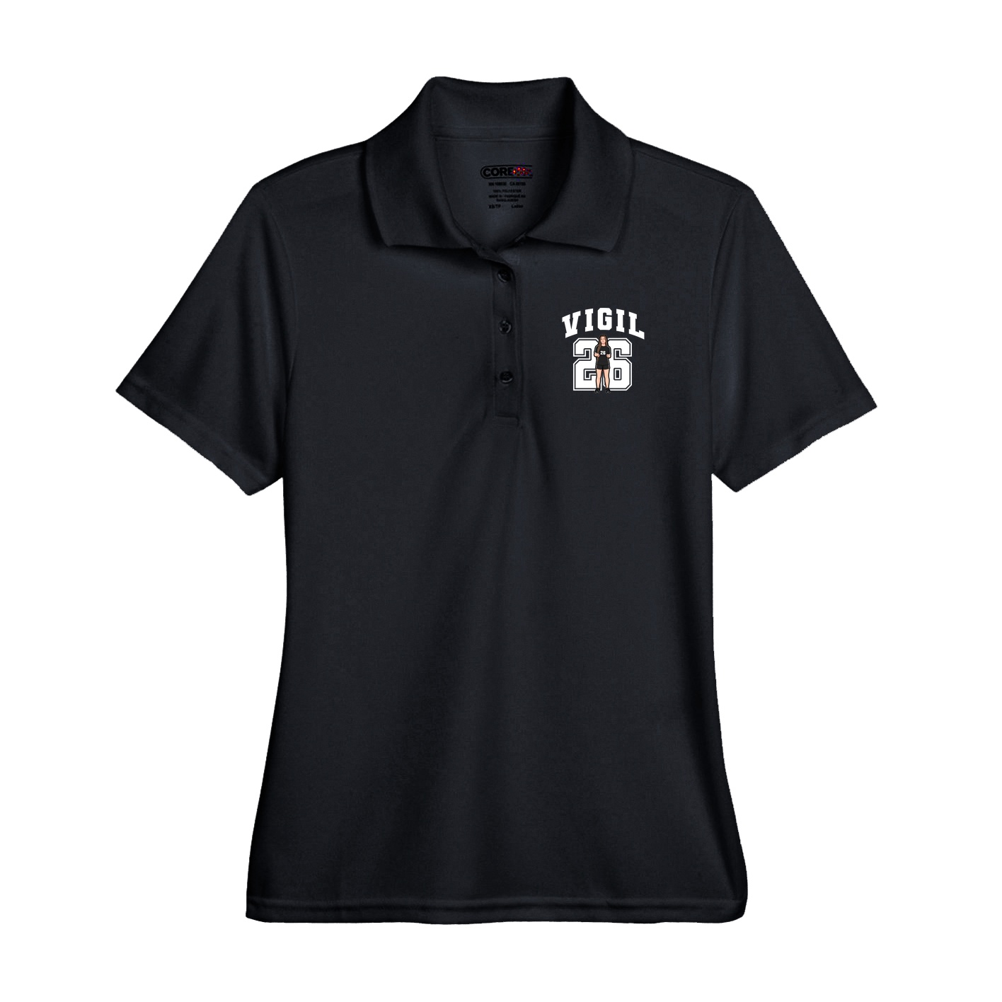 Performance Polo — Number in Black