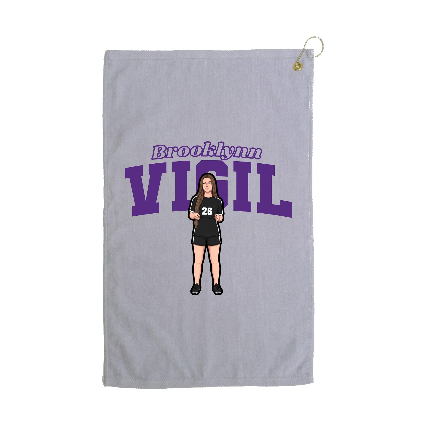 Golf Towel — Name Arch in Grey