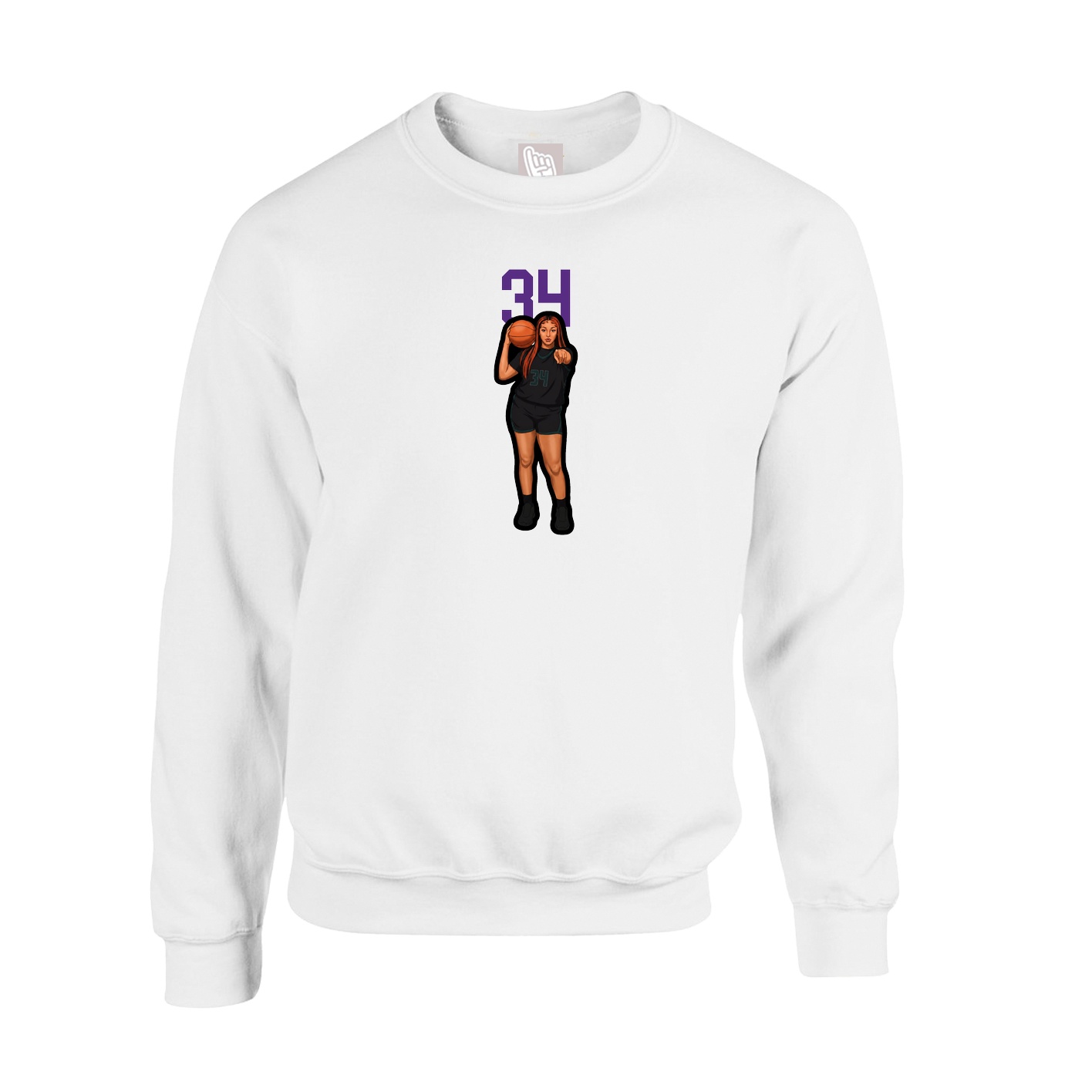 Fleece Crew — Number Top in White