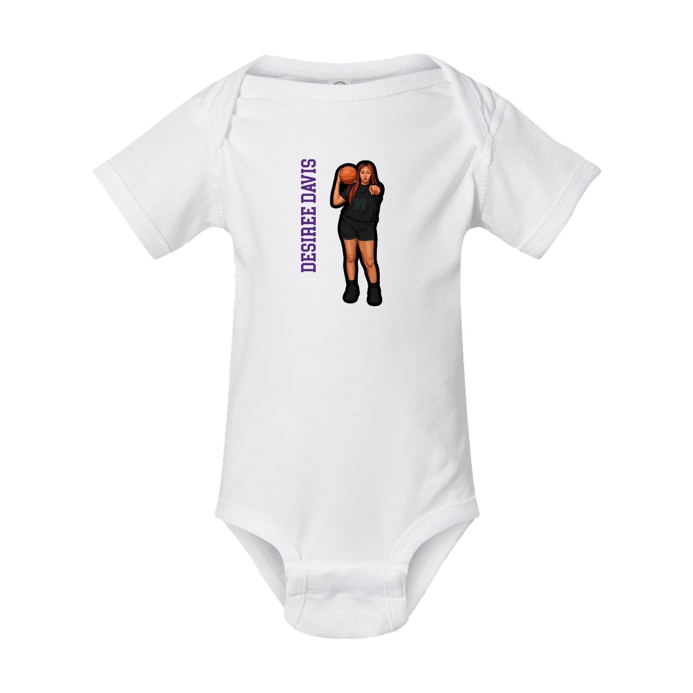 Baby Onesie — Name Vertical in White