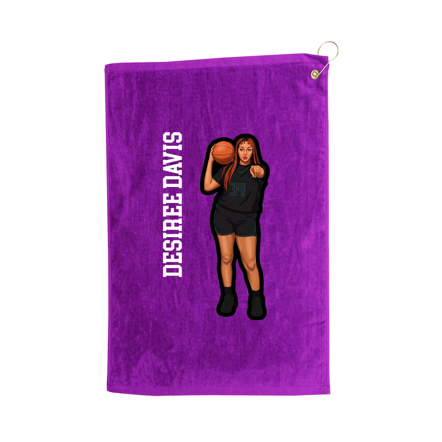 Golf Towel — Name Vertical in Purple