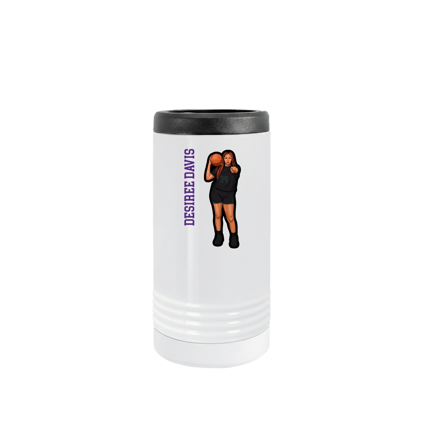 Slim Beverage Holder — Name Vertical in White